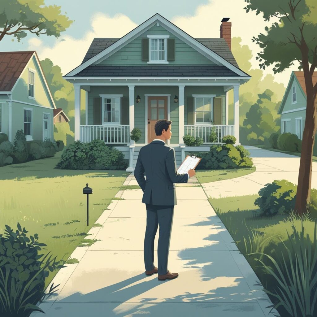Real estate investor standing in front of a fixer-upper home, weighing the decision to pursue a fix and flip loan in Charlotte, NC.