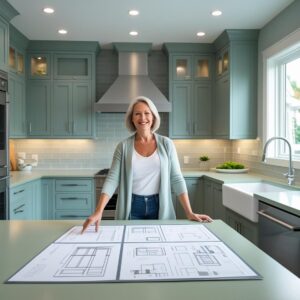 Confident Charlotte homeowner reviewing renovation plans inside a newly upgraded home, funded by a HELOC loan through On Point Home Loans.